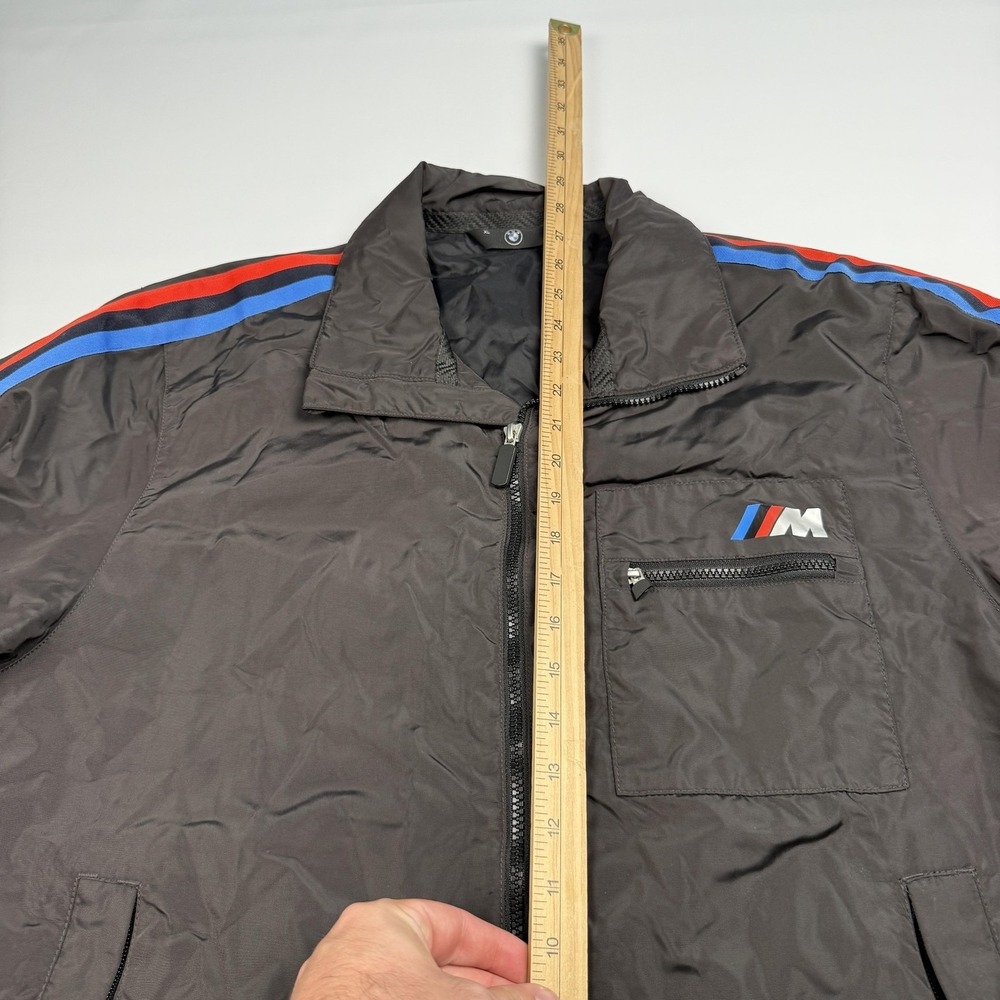 BMW Jacket Mens XL Black Nylon M Stripe Windbreaker Full Zip Racing Motorsport - Picture 3 of 7